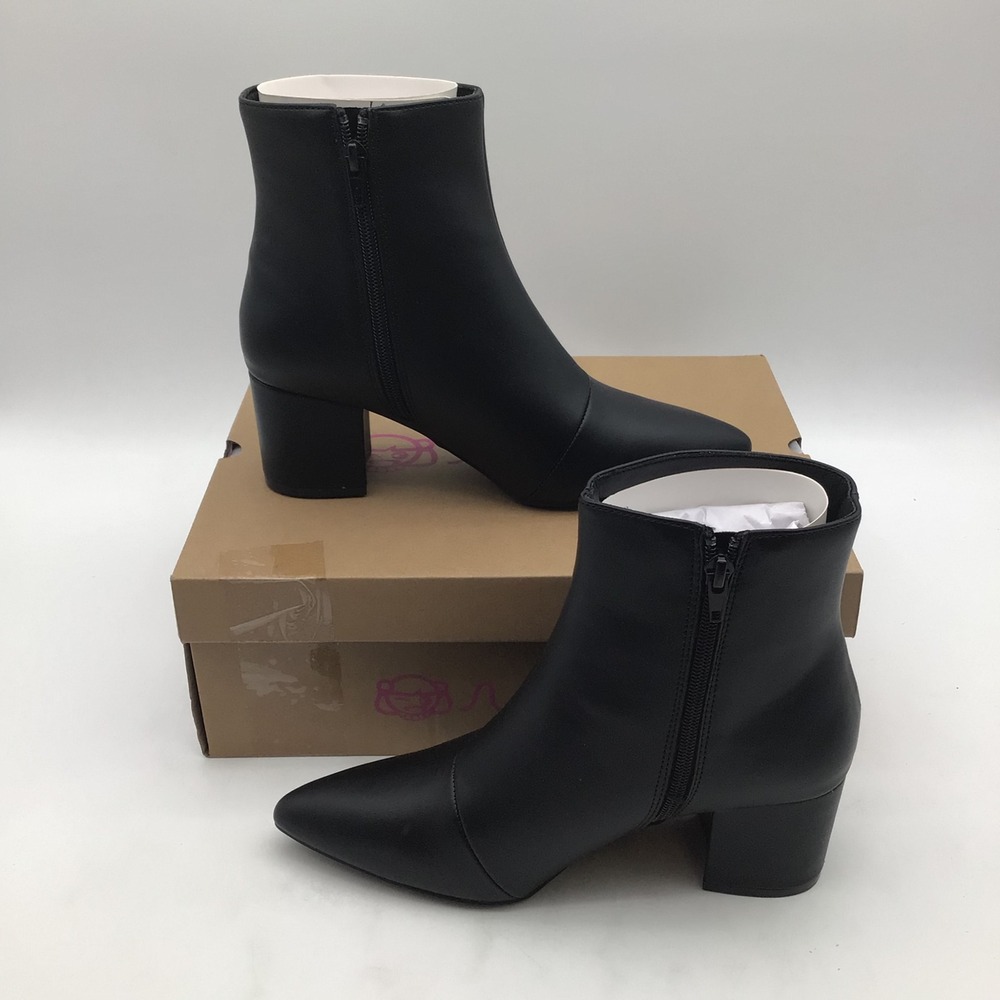 Sugar‎ Nightlife Womens Black Pointed Toe Block Heel Ankle Boots Size 7.5 M NEW
